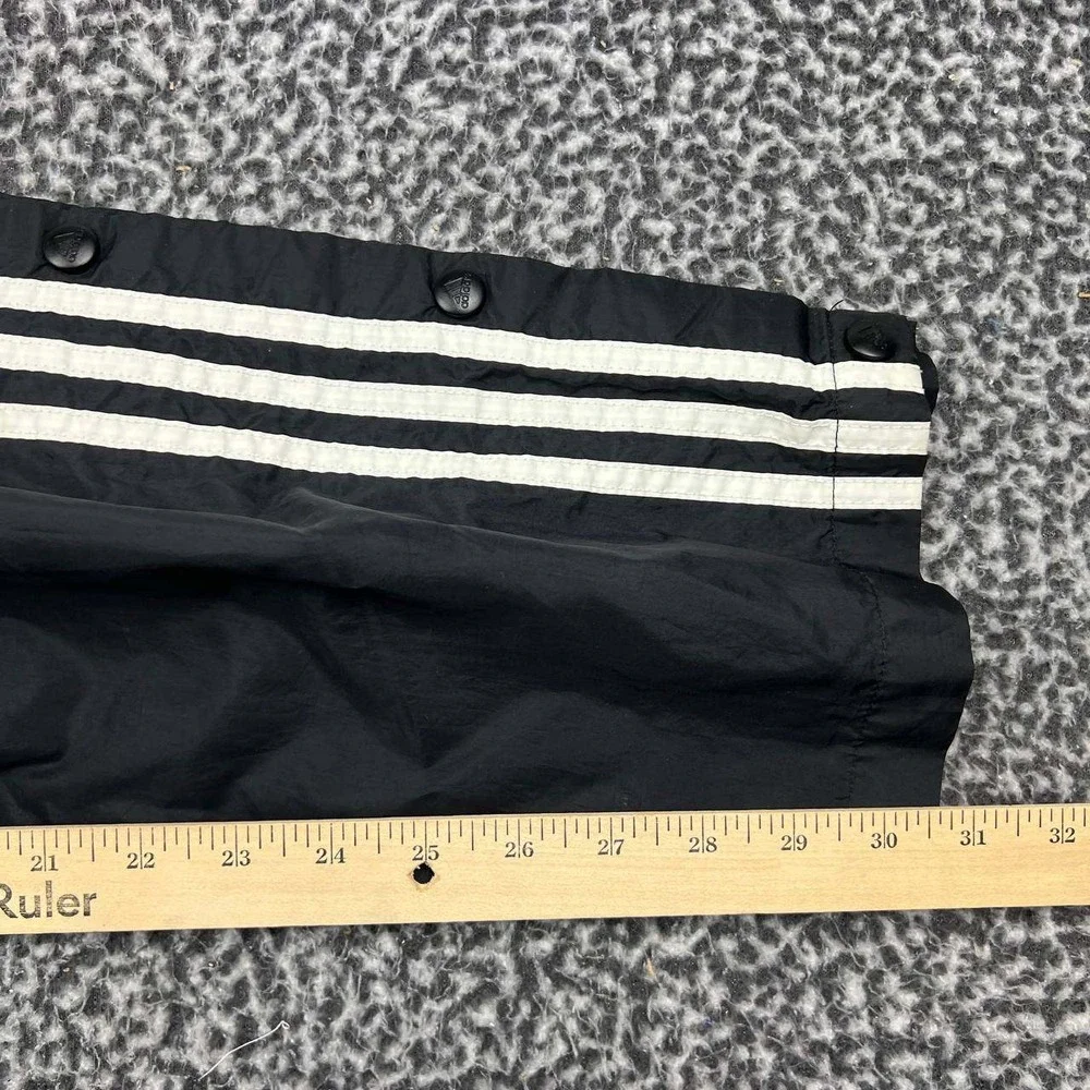 Vintage Adidas Track Pants Men Large Black White 3 Stripe Snap Button 40x31 L